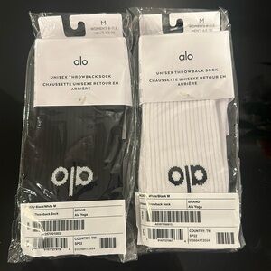 Alo 2 pk medium size socks, brand new one white medium pair,  one black medium